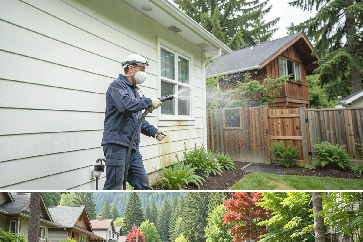 Strip Mall Cleaning in Darrington, Snohomish County, WA - A spring and fall cleaning cycle keeps a strip mall presentable through the Northwest's wettest and busiest stretches.