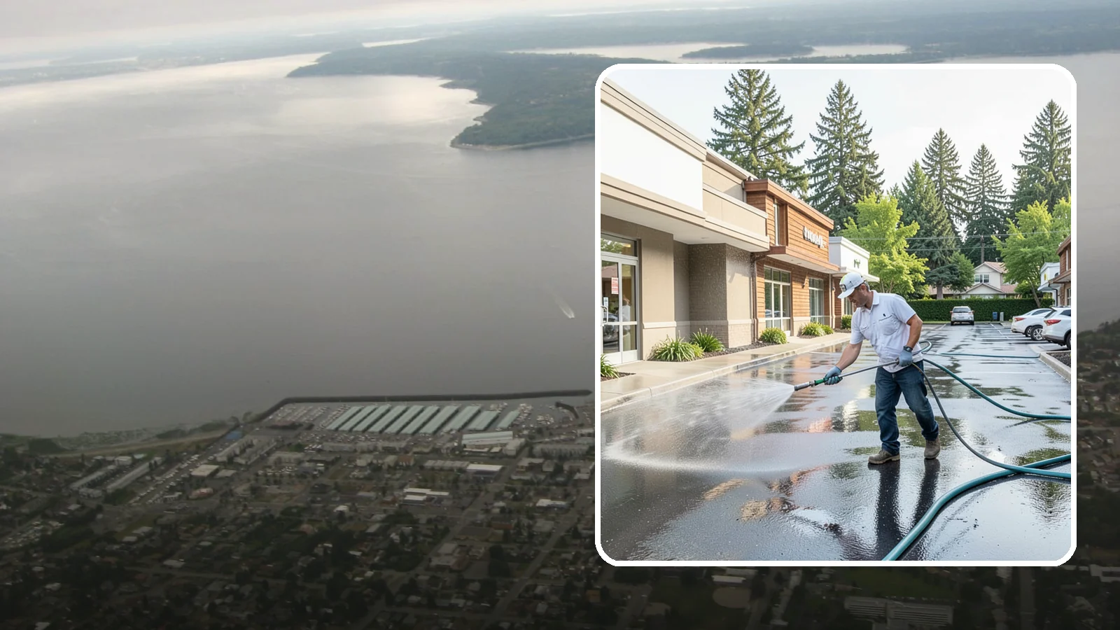 Strip Mall Cleaning in Des Moines, King County, WA - Coordinated exterior cleaning for strip malls and plazas that unifies storefronts, sidewalks, and parking fronts under one clean...