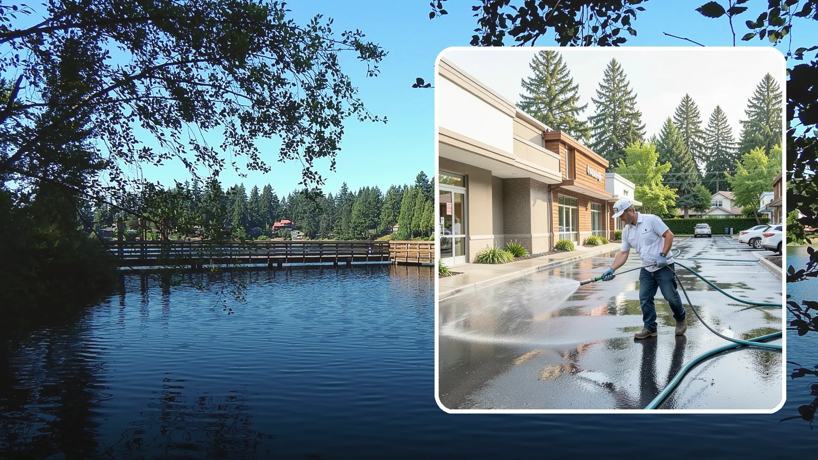Strip Mall Cleaning in Federal Way, King County, WA - Coordinated exterior cleaning for strip malls and plazas that unifies storefronts, sidewalks, and parking fronts under one clean...