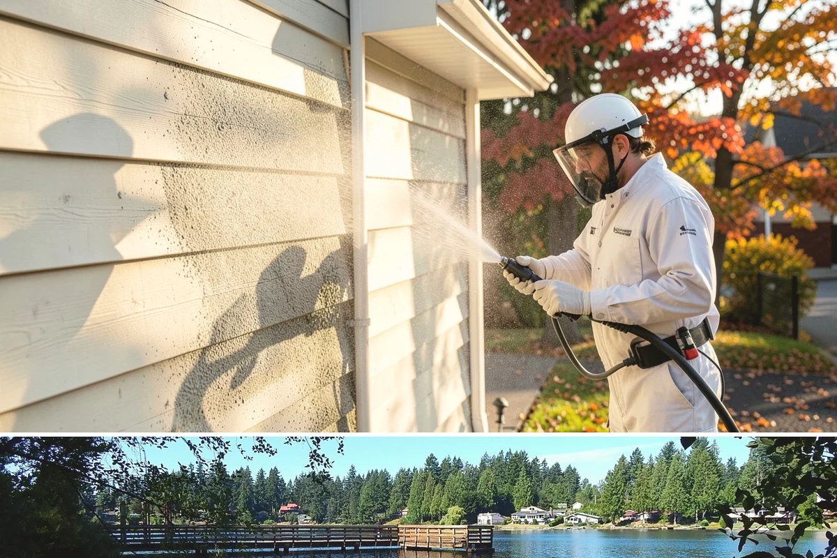 Strip Mall Cleaning in Federal Way, King County, WA - A spring and fall cleaning cycle keeps a strip mall presentable through the Northwest's wettest and busiest stretches.