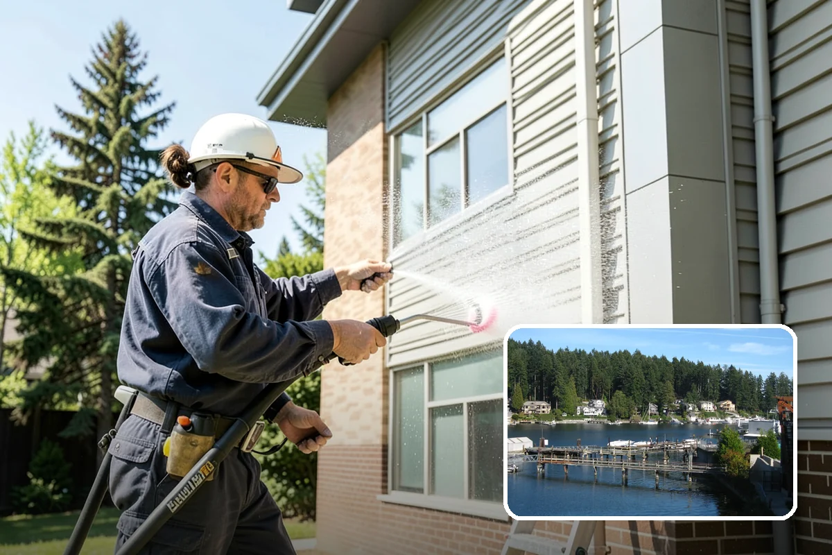 Strip Mall Cleaning in Gig Harbor, Pierce County, WA - Unifies the storefront run under one clean, consistent look