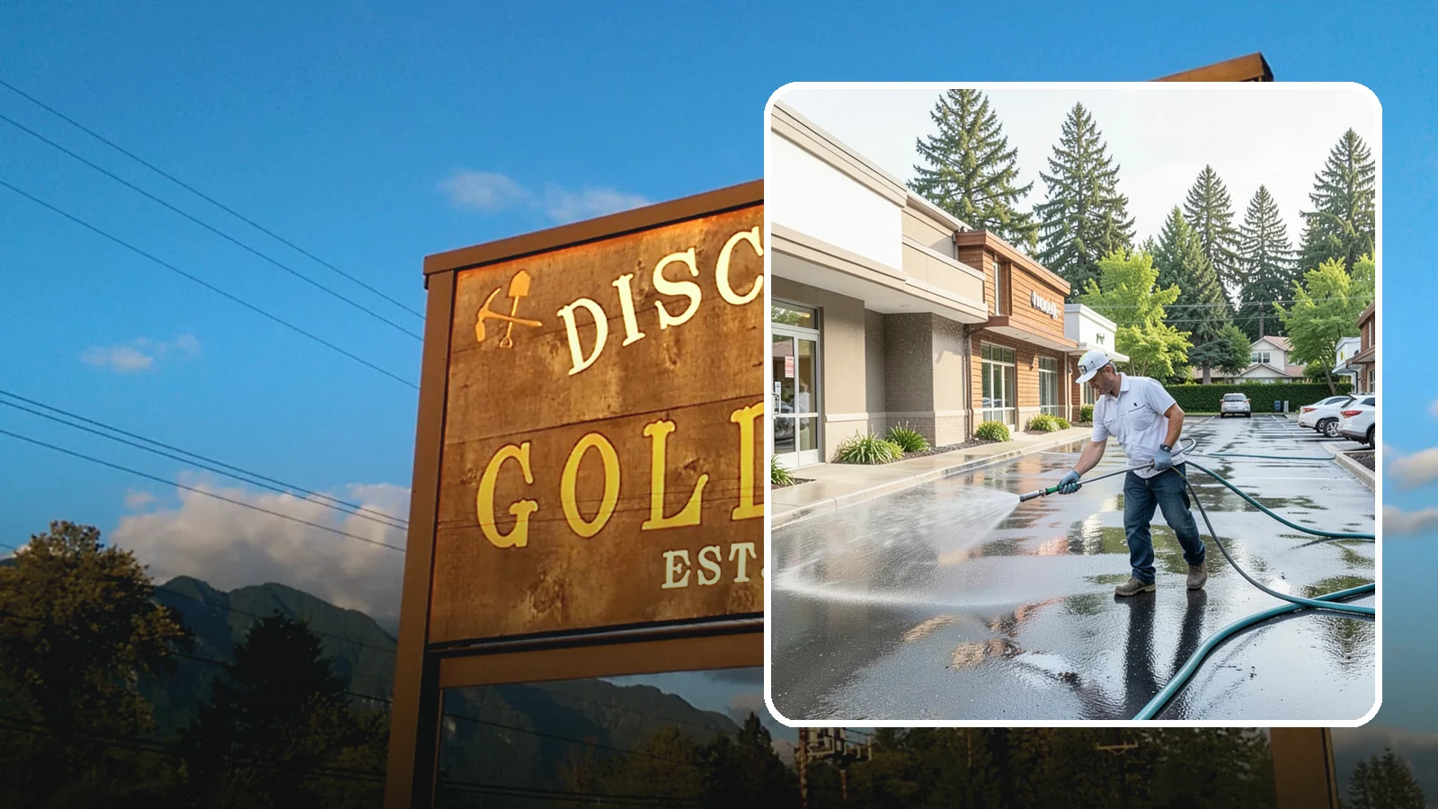 Strip Mall Cleaning in Gold Bar, Snohomish County, WA - Coordinated exterior cleaning for strip malls and plazas that unifies storefronts, sidewalks, and parking fronts under one clean...