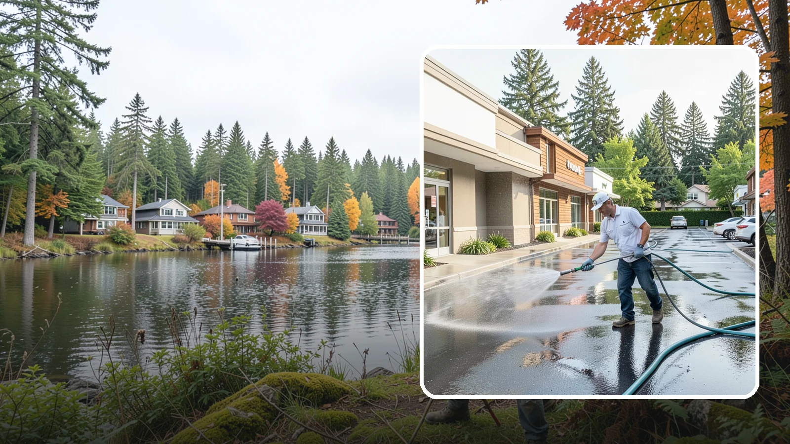 Strip Mall Cleaning in La Conner, Skagit County, WA - Coordinated exterior cleaning for strip malls and plazas that unifies storefronts, sidewalks, and parking fronts under one clean...