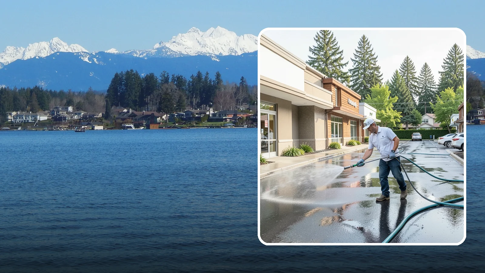 Strip Mall Cleaning in Lake Stevens, Snohomish County, WA - Coordinated exterior cleaning for strip malls and plazas that unifies storefronts, sidewalks, and parking fronts under one clean...