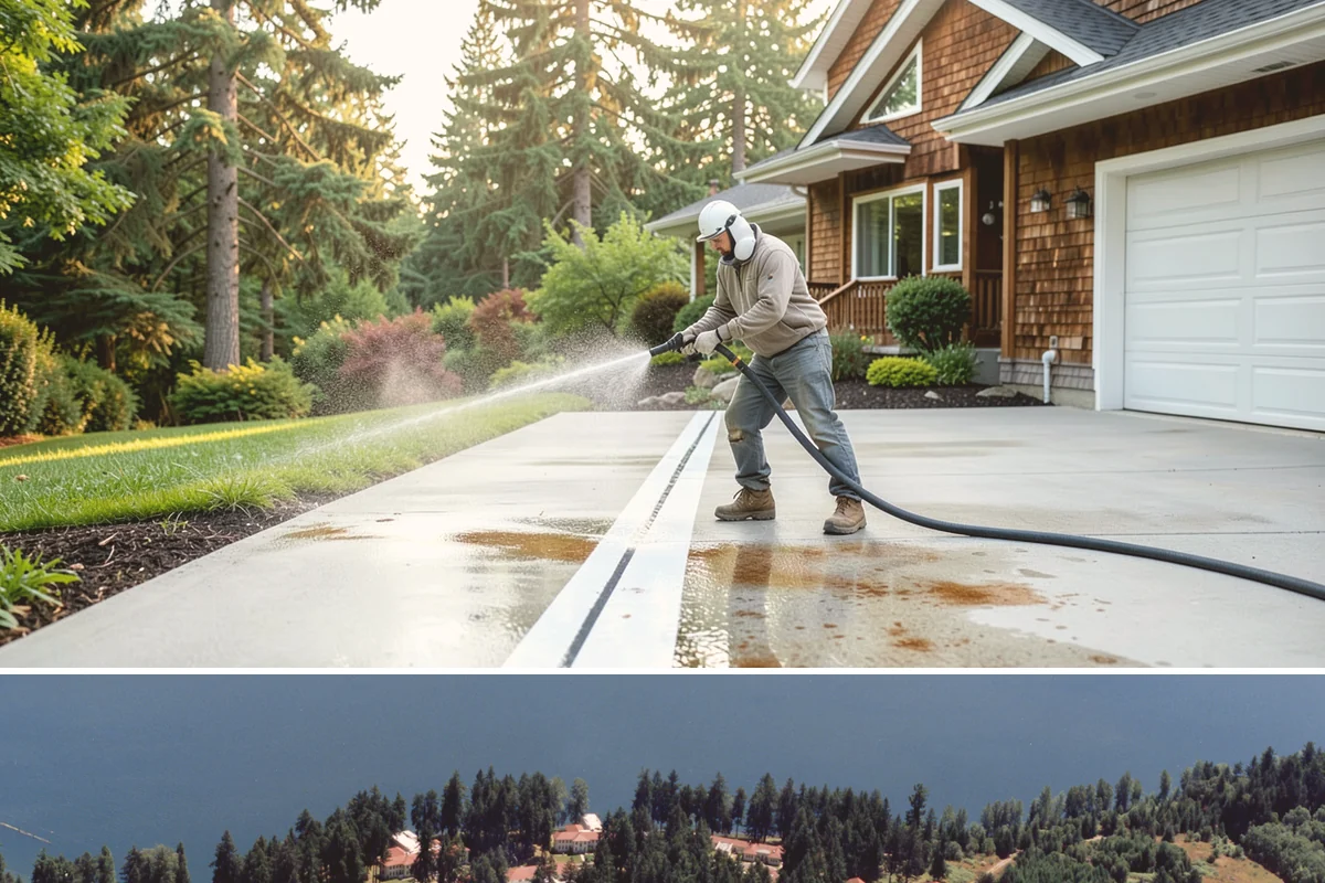 Strip Mall Cleaning in Lakewood, Pierce County, WA - A spring and fall cleaning cycle keeps a strip mall presentable through the Northwest's wettest and busiest stretches.