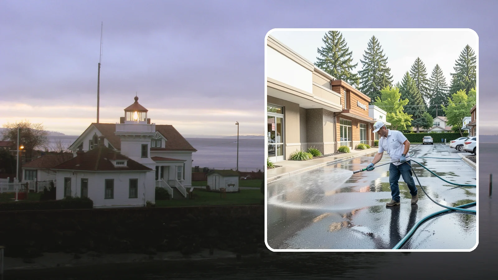 Strip Mall Cleaning in Mukilteo, Snohomish County, WA - Coordinated exterior cleaning for strip malls and plazas that unifies storefronts, sidewalks, and parking fronts under one clean...