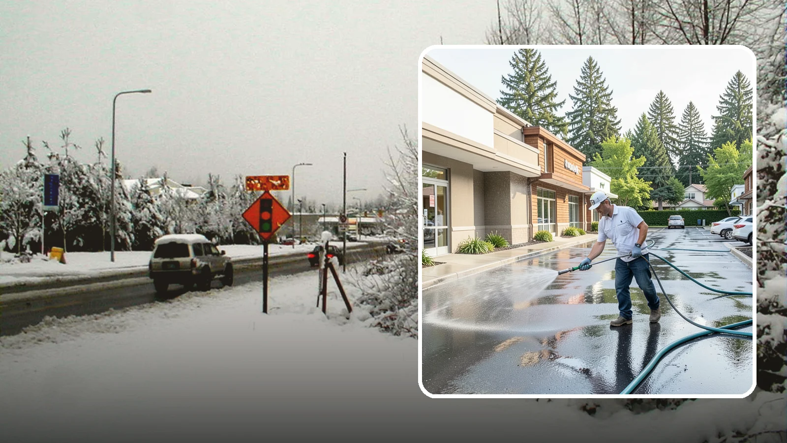 Strip Mall Cleaning in Newcastle, King County, WA - Coordinated exterior cleaning for strip malls and plazas that unifies storefronts, sidewalks, and parking fronts under one clean...