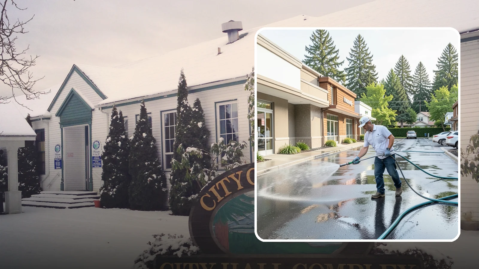 Strip Mall Cleaning in Pacific, King County, WA - Coordinated exterior cleaning for strip malls and plazas that unifies storefronts, sidewalks, and parking fronts under one clean...
