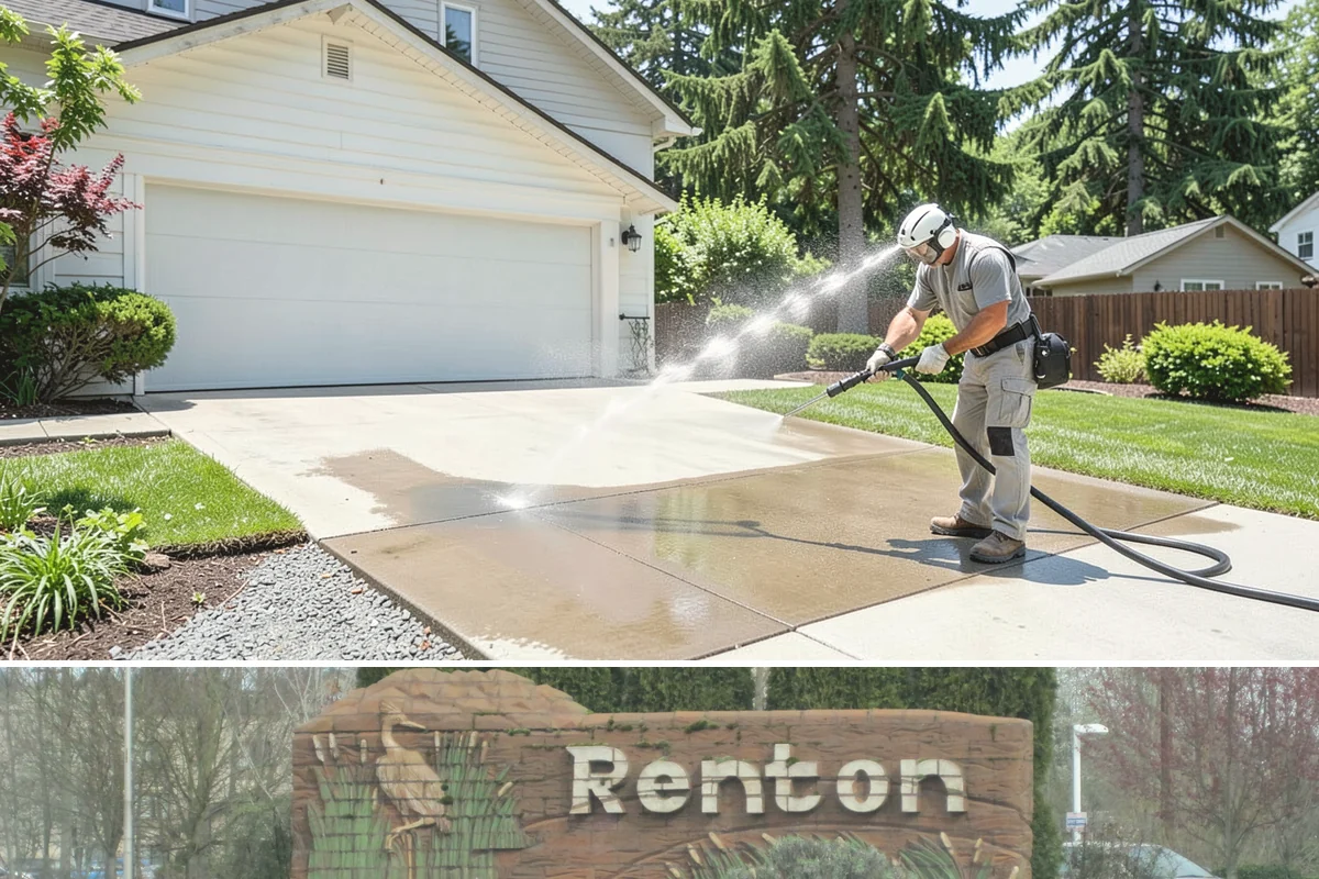 Strip Mall Cleaning in Renton, King County, WA - A spring and fall cleaning cycle keeps a strip mall presentable through the Northwest's wettest and busiest stretches.