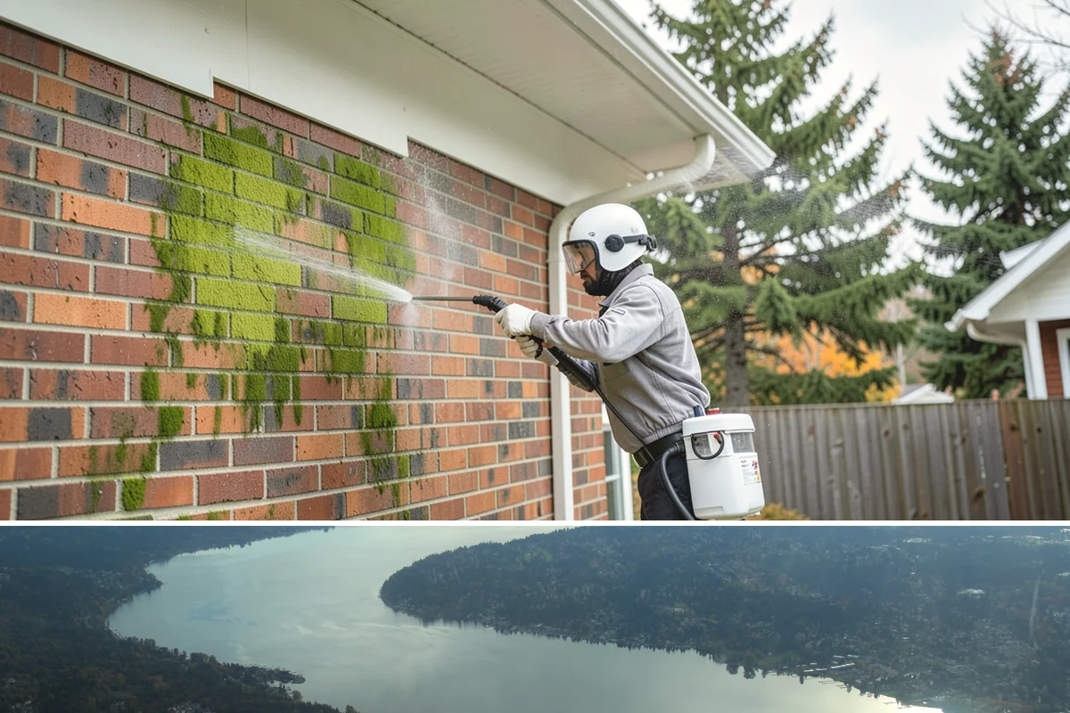 Strip Mall Cleaning in Sammamish, King County, WA - A spring and fall cleaning cycle keeps a strip mall presentable through the Northwest's wettest and busiest stretches.