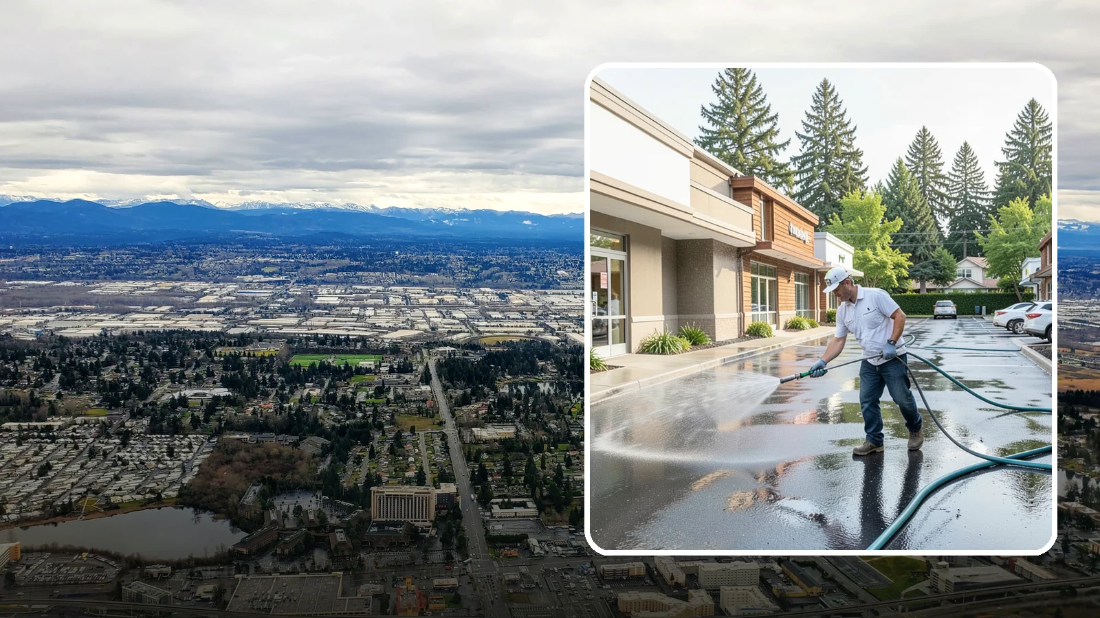 Strip Mall Cleaning in SeaTac, King County, WA - Coordinated exterior cleaning for strip malls and plazas that unifies storefronts, sidewalks, and parking fronts under one clean...