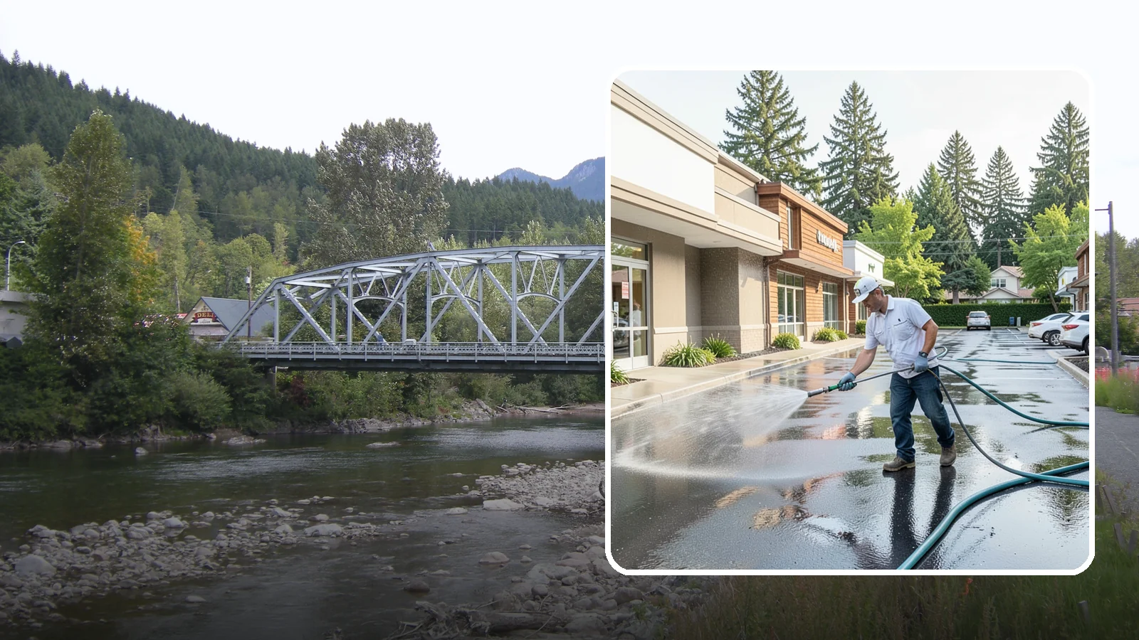 Strip Mall Cleaning in Skykomish, King County, WA - Coordinated exterior cleaning for strip malls and plazas that unifies storefronts, sidewalks, and parking fronts under one clean...