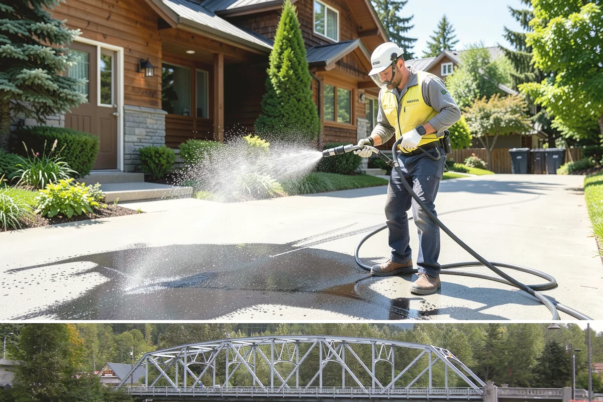 Strip Mall Cleaning in Skykomish, King County, WA - A spring and fall cleaning cycle keeps a strip mall presentable through the Northwest's wettest and busiest stretches.
