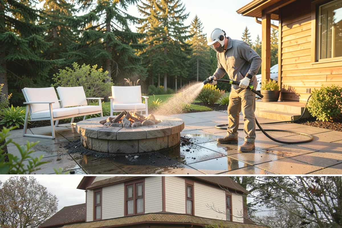 Strip Mall Cleaning in Sumner, Pierce County, WA - A spring and fall cleaning cycle keeps a strip mall presentable through the Northwest's wettest and busiest stretches.