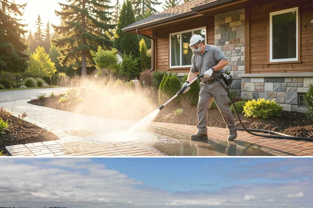 Strip Mall Cleaning in University Place, Pierce County, WA - A spring and fall cleaning cycle keeps a strip mall presentable through the Northwest's wettest and busiest stretches.