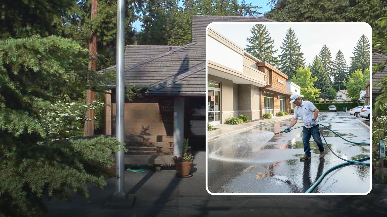 Strip Mall Cleaning in Yarrow Point, King County, WA - Coordinated exterior cleaning for strip malls and plazas that unifies storefronts, sidewalks, and parking fronts under one clean...