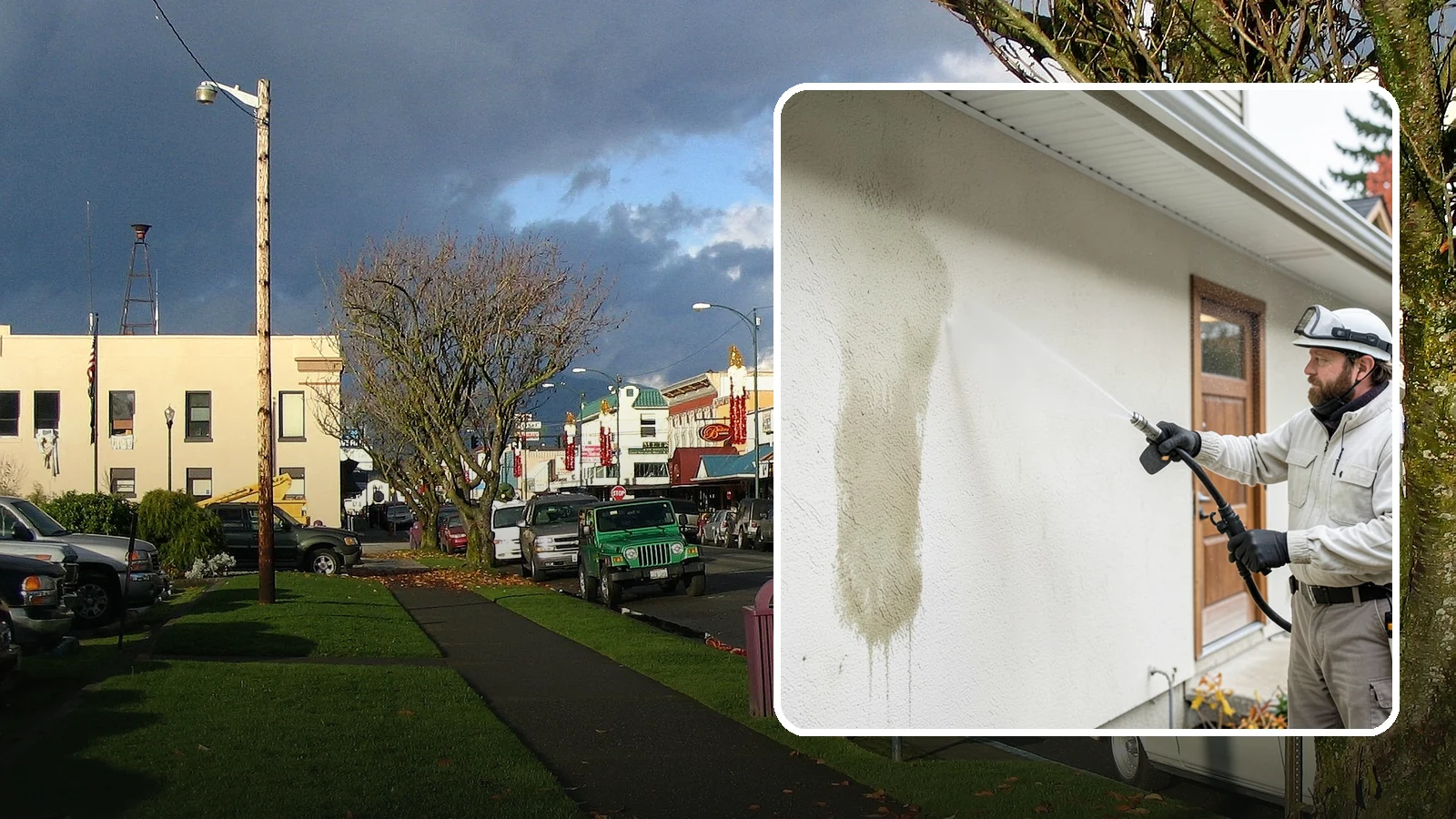 Stucco House Washing in Arlington, Snohomish County, WA - Stucco house washing gently lifts mildew and algae from textured walls without cracking the finish or forcing water inside.