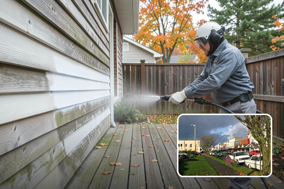 Stucco House Washing in Arlington, Snohomish County, WA - Reaches algae hidden in the textured surface
