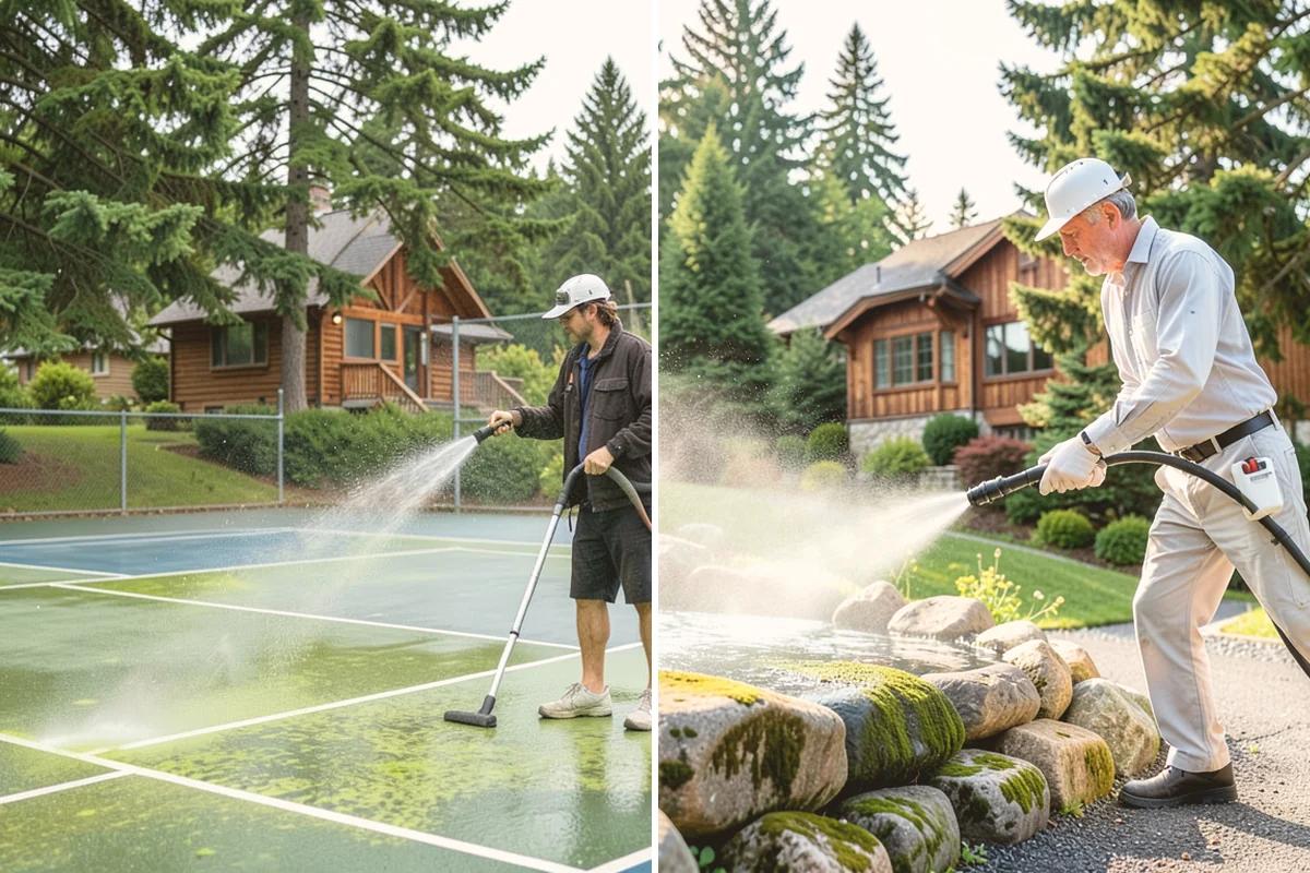 Stucco House Washing in Bellevue, King County, WA - Inspect the stucco for cracks and pre-existing damage