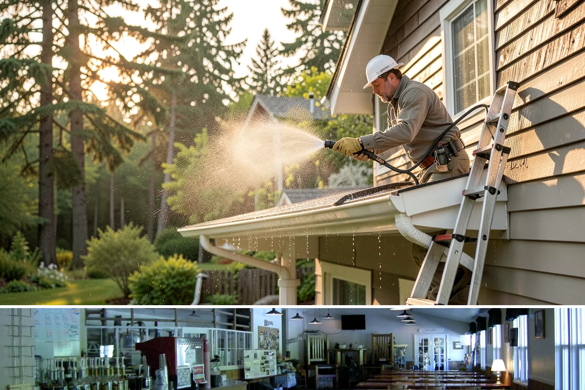 Stucco House Washing in Black Diamond, King County, WA - Clean during the warm, drier months so the porous stucco dries thoroughly and resists new growth.