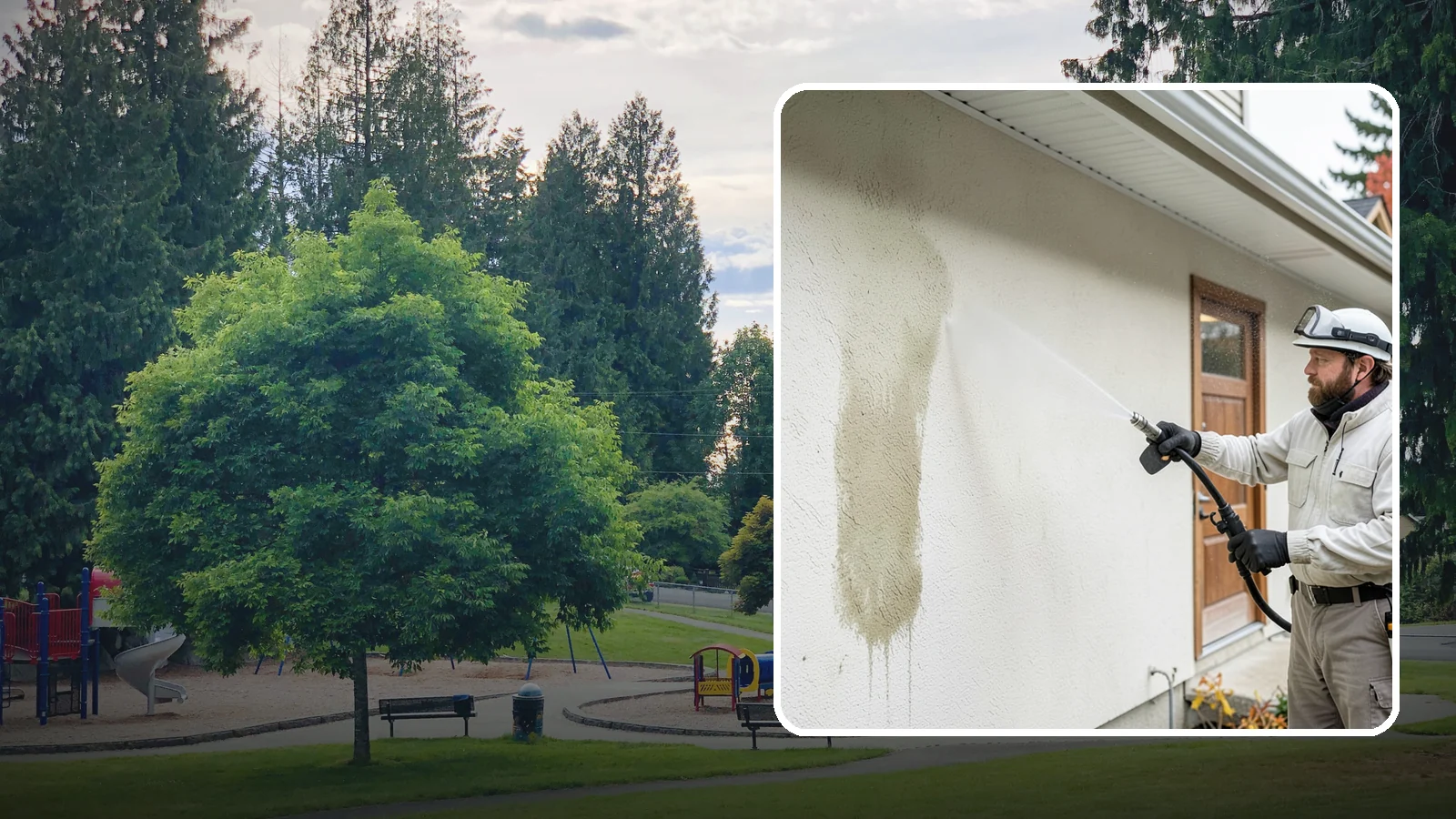 Stucco House Washing in Bonney Lake, Pierce County, WA - Stucco house washing gently lifts mildew and algae from textured walls without cracking the finish or forcing water inside.