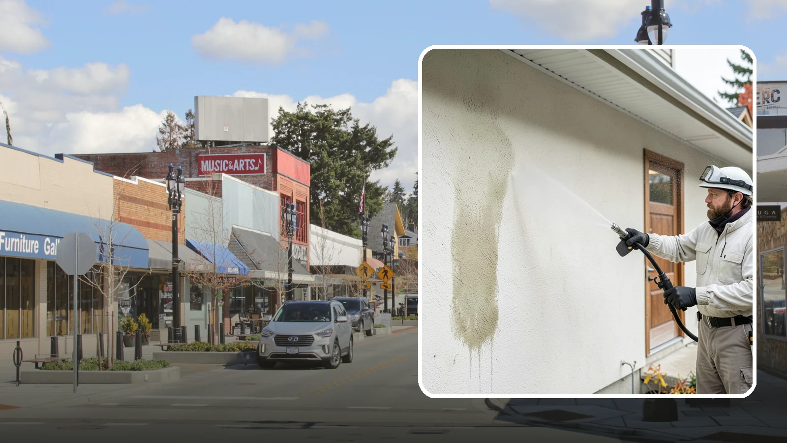 Stucco House Washing in Bothell, King County, WA - Stucco house washing gently lifts mildew and algae from textured walls without cracking the finish or forcing water inside.