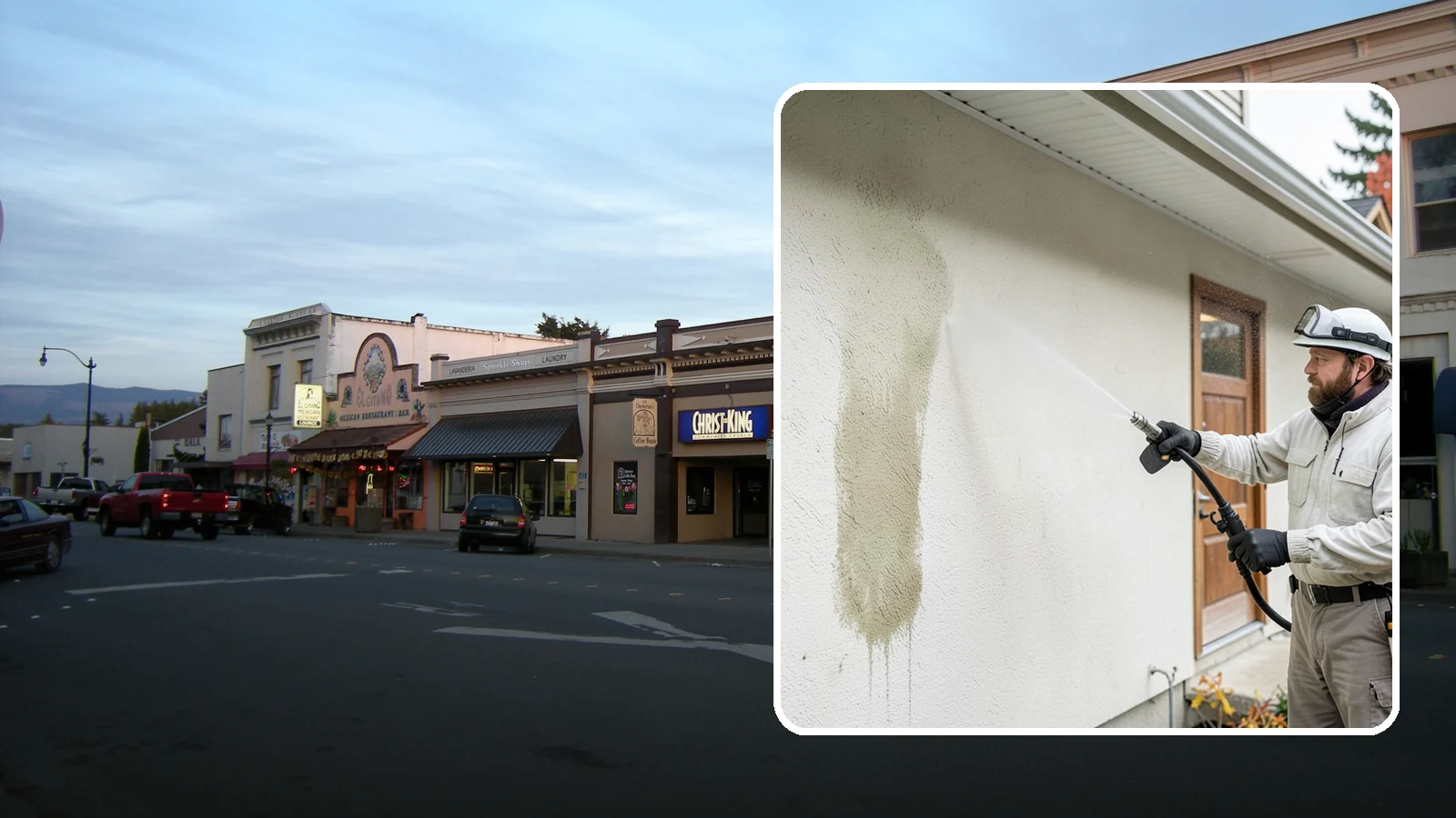 Stucco House Washing in Burlington, Skagit County, WA - Stucco house washing gently lifts mildew and algae from textured walls without cracking the finish or forcing water inside.