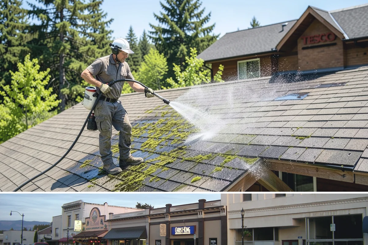 Stucco House Washing in Burlington, Skagit County, WA - Clean during the warm, drier months so the porous stucco dries thoroughly and resists new growth.