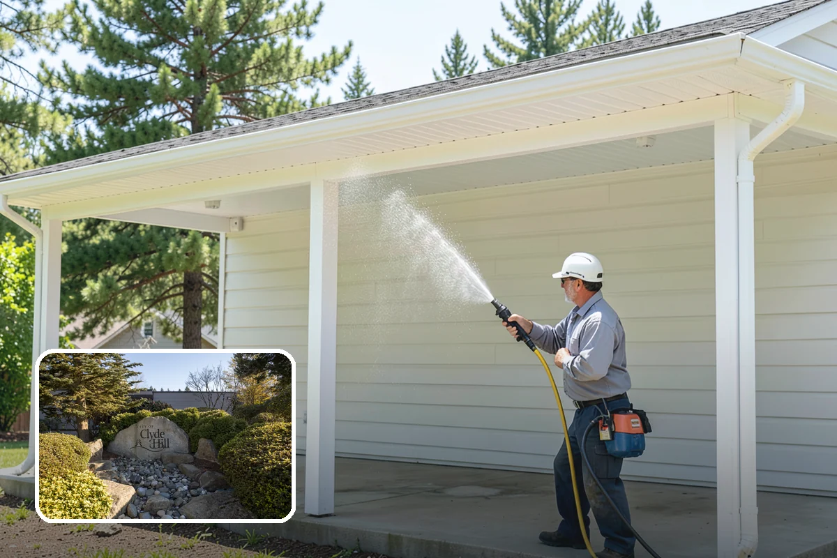 Stucco House Washing in Clyde Hill, King County, WA - Reaches algae hidden in the textured surface