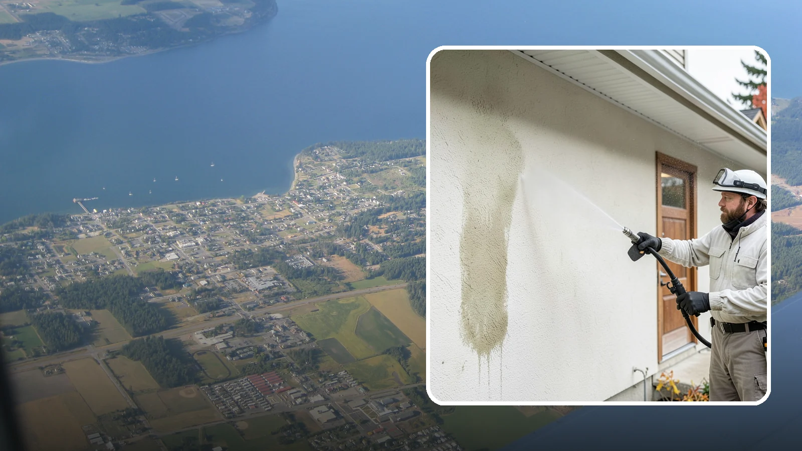 Stucco House Washing in Coupeville, Island County, WA - Stucco house washing gently lifts mildew and algae from textured walls without cracking the finish or forcing water inside.