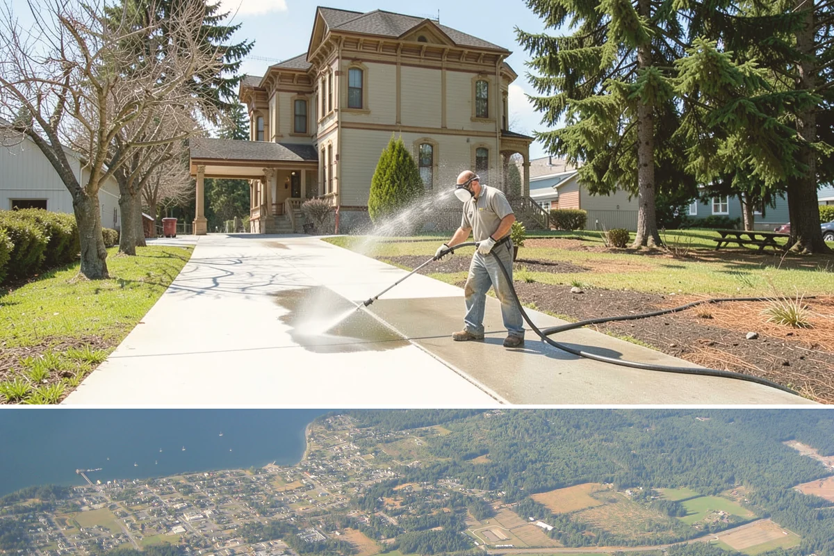 Stucco House Washing in Coupeville, Island County, WA - Clean during the warm, drier months so the porous stucco dries thoroughly and resists new growth.