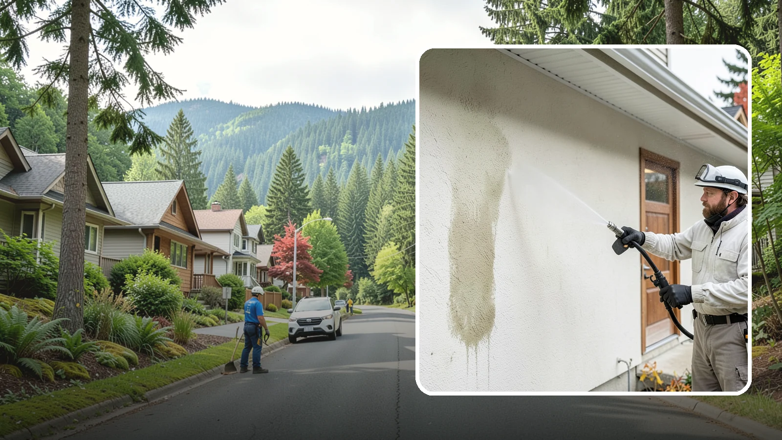 Stucco House Washing in Darrington, Snohomish County, WA - Stucco house washing gently lifts mildew and algae from textured walls without cracking the finish or forcing water inside.