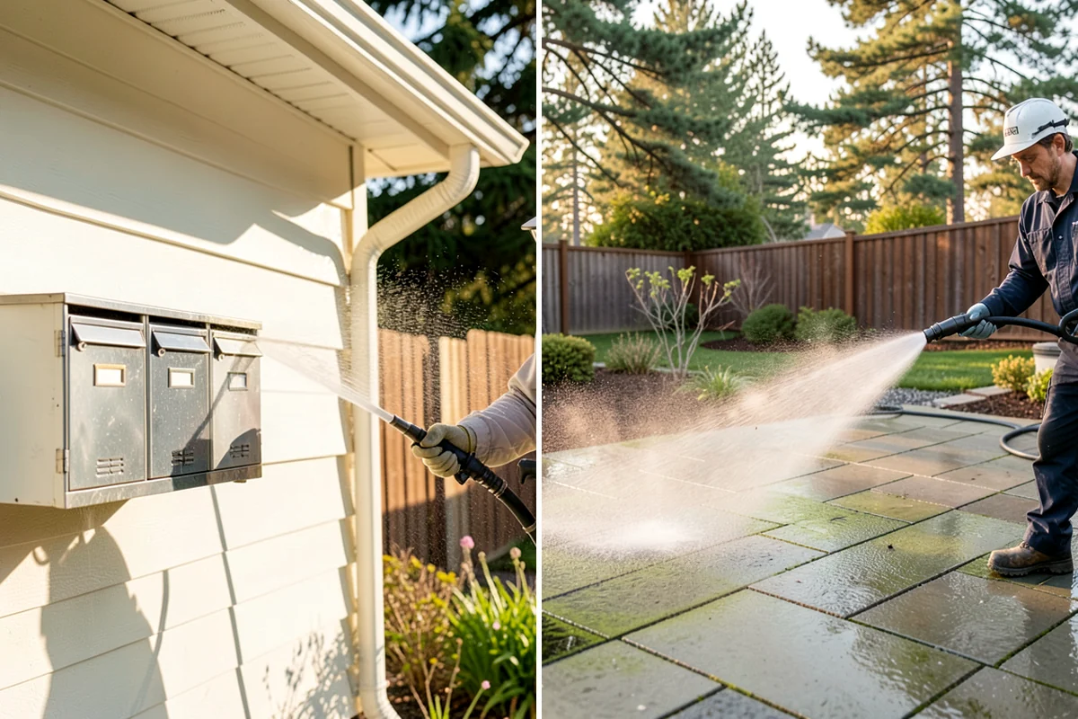 Stucco House Washing in DuPont, Pierce County, WA - Inspect the stucco for cracks and pre-existing damage