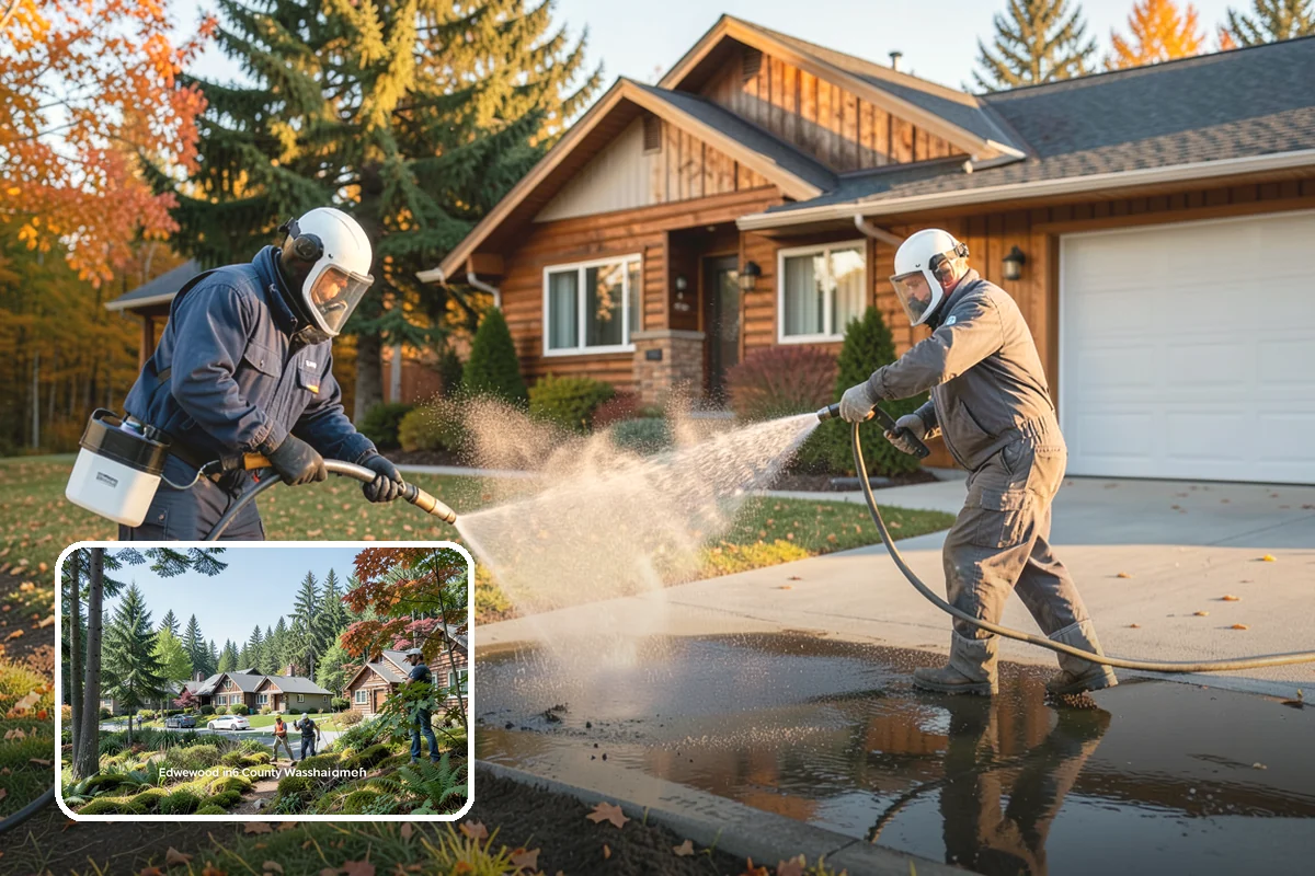 Stucco House Washing in Edgewood, Pierce County, WA - Reaches algae hidden in the textured surface