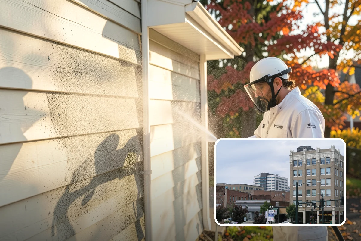 Stucco House Washing in Everett, Snohomish County, WA - Reaches algae hidden in the textured surface