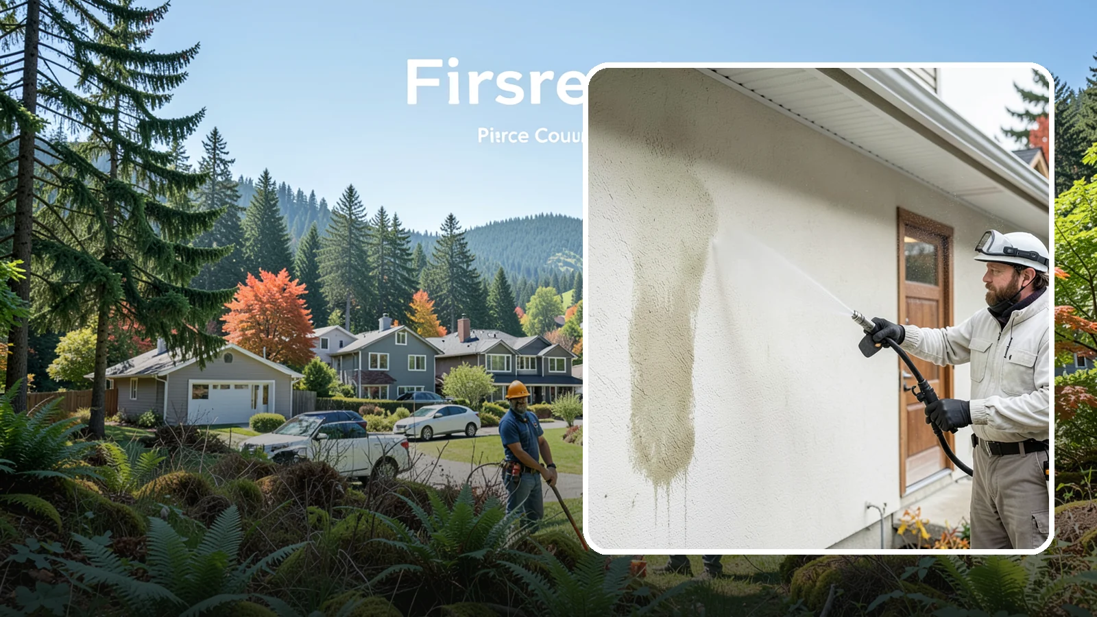 Stucco House Washing in Fircrest, Pierce County, WA - Stucco house washing gently lifts mildew and algae from textured walls without cracking the finish or forcing water inside.