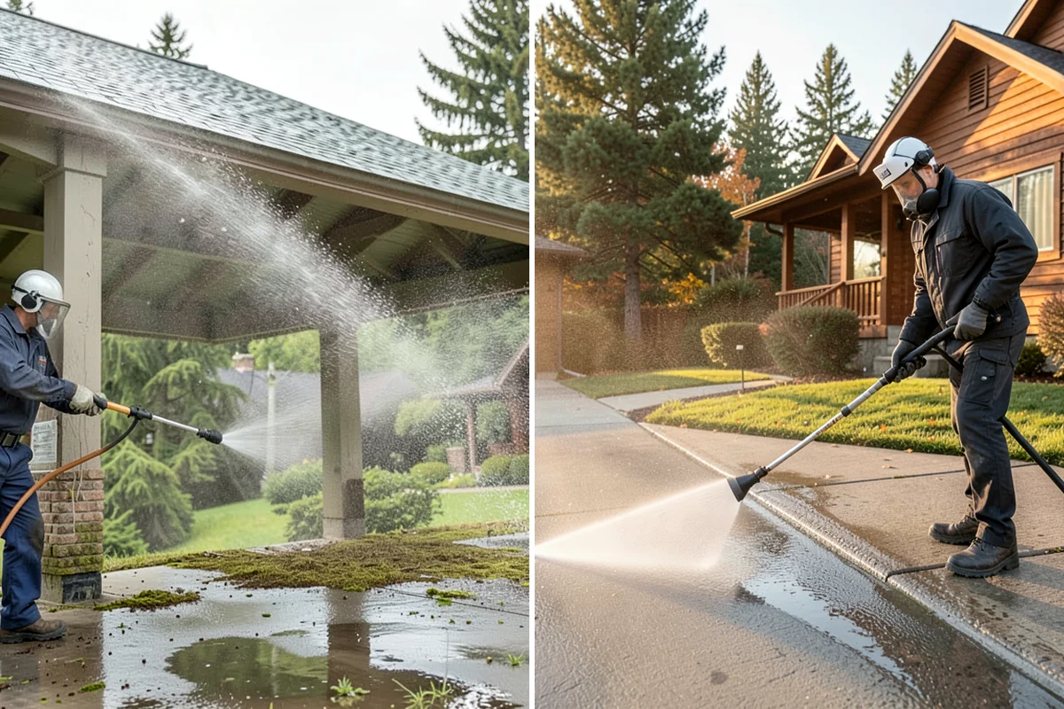 Stucco House Washing in Fircrest, Pierce County, WA - Inspect the stucco for cracks and pre-existing damage