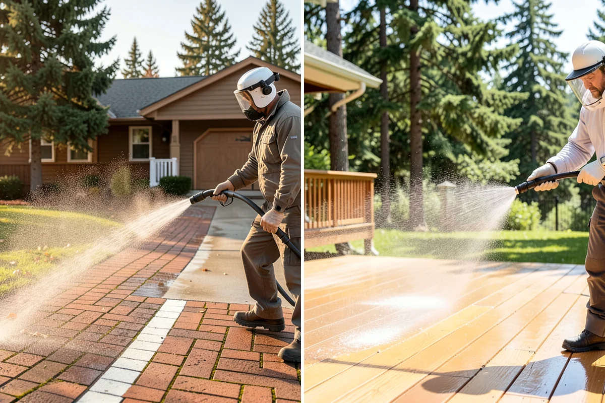 Stucco House Washing in Gig Harbor, Pierce County, WA - Inspect the stucco for cracks and pre-existing damage