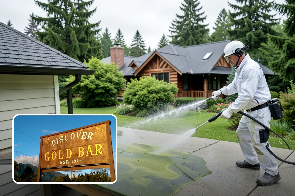 Stucco House Washing in Gold Bar, Snohomish County, WA - Reaches algae hidden in the textured surface