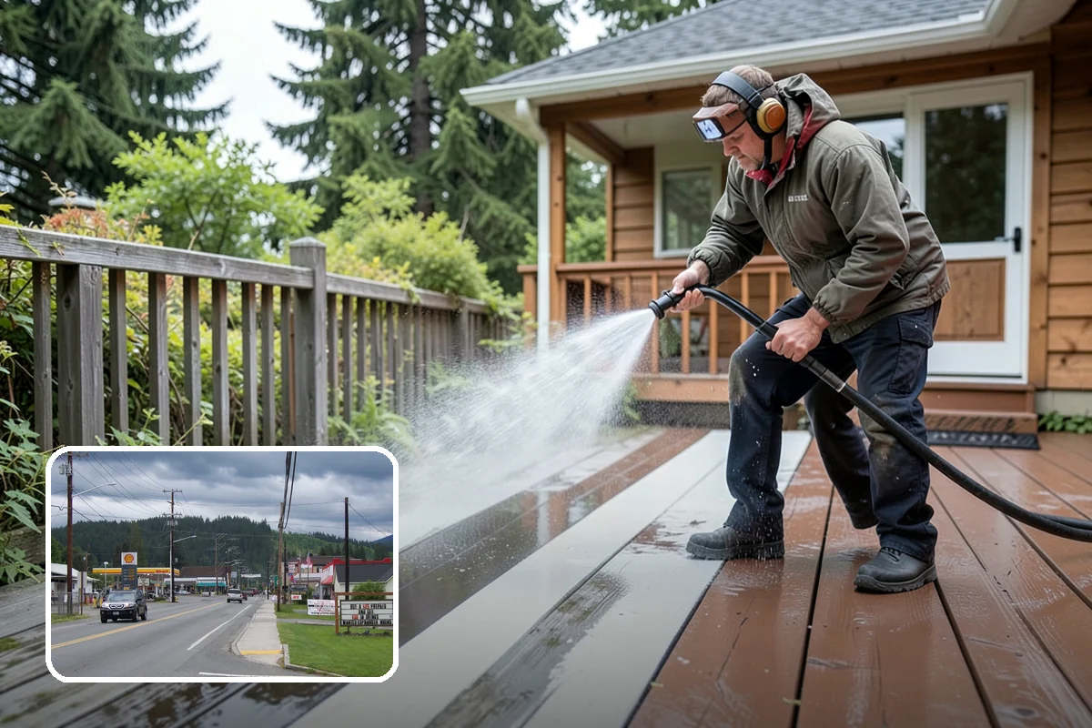 Stucco House Washing in Granite Falls, Snohomish County, WA - Reaches algae hidden in the textured surface