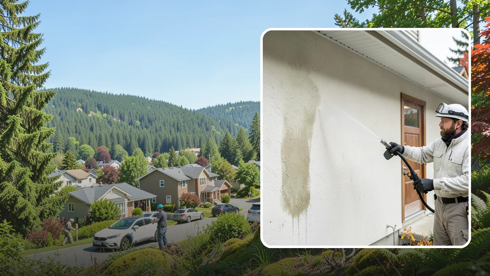 Stucco House Washing in Index, Snohomish County, WA - Stucco house washing gently lifts mildew and algae from textured walls without cracking the finish or forcing water inside.