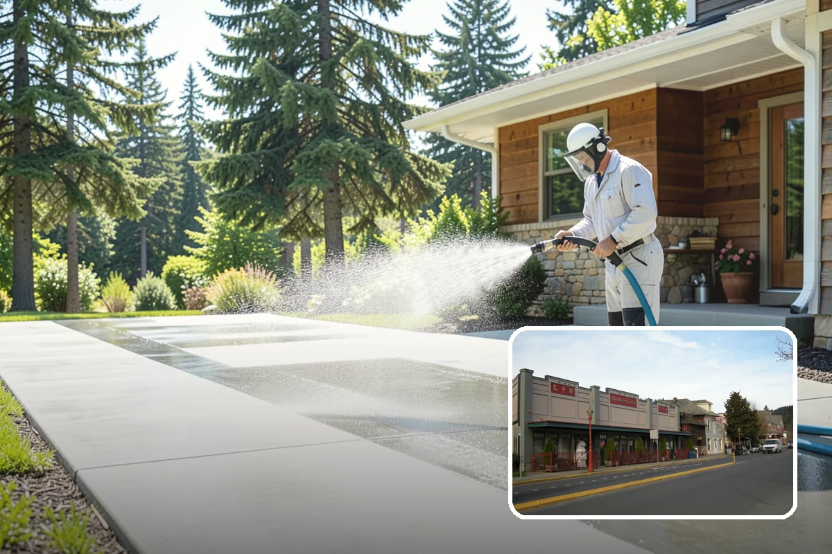 Stucco House Washing in Issaquah, King County, WA - Reaches algae hidden in the textured surface