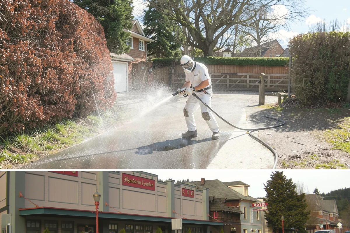 Stucco House Washing in Issaquah, King County, WA - Clean during the warm, drier months so the porous stucco dries thoroughly and resists new growth.