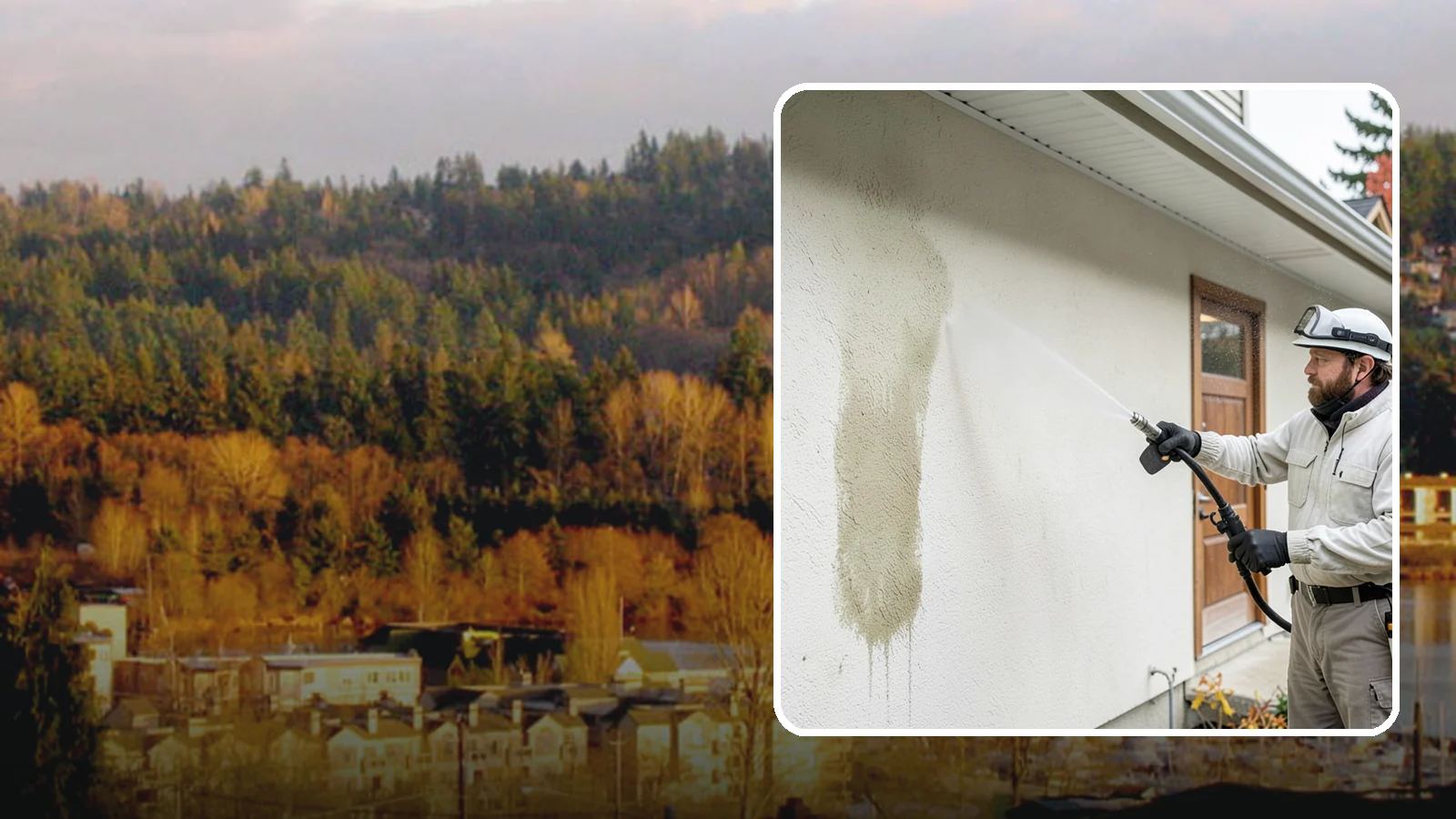 Stucco House Washing in Kenmore, King County, WA - Stucco house washing gently lifts mildew and algae from textured walls without cracking the finish or forcing water inside.