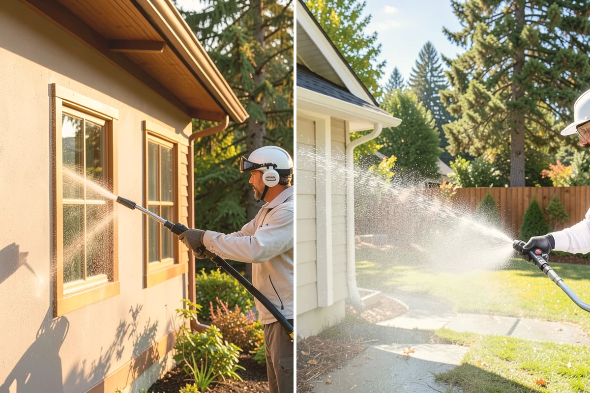 Stucco House Washing in Kent, King County, WA - Inspect the stucco for cracks and pre-existing damage