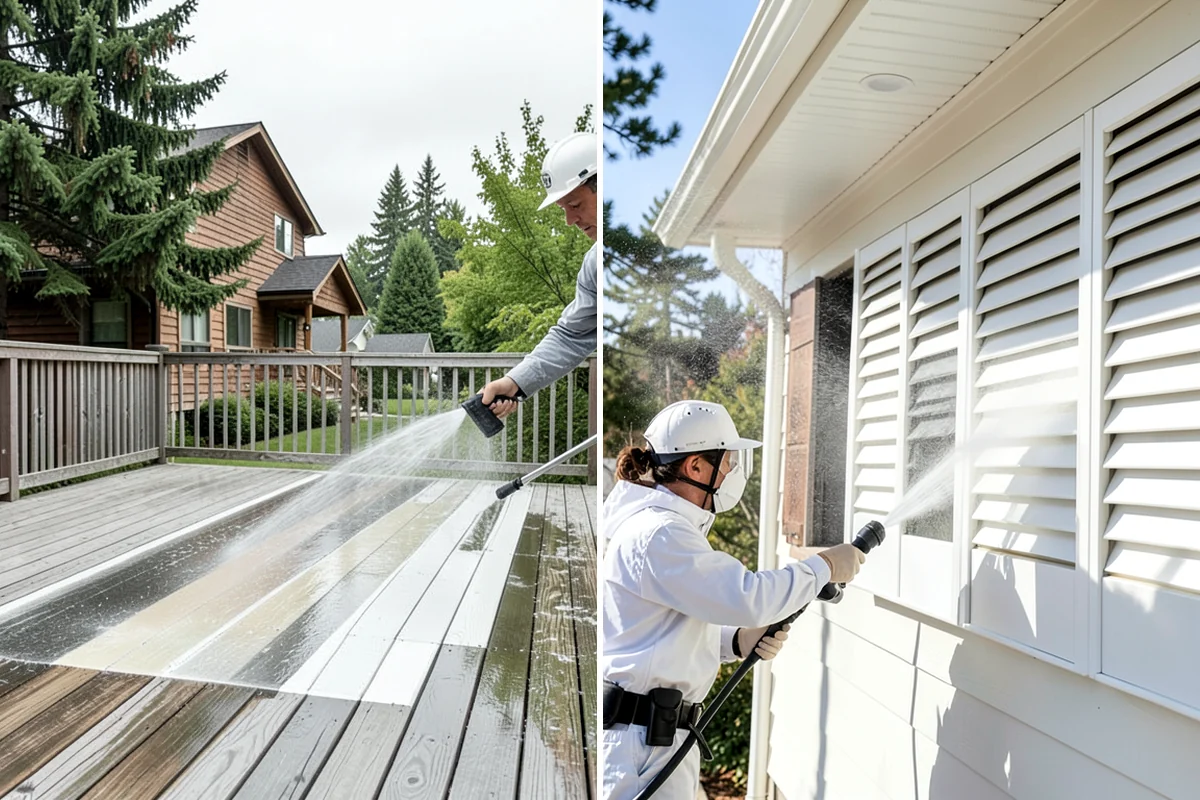 Stucco House Washing in Lakewood, Pierce County, WA - Inspect the stucco for cracks and pre-existing damage