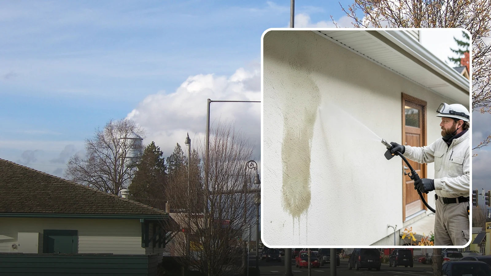 Stucco House Washing in Marysville, Snohomish County, WA - Stucco house washing gently lifts mildew and algae from textured walls without cracking the finish or forcing water inside.