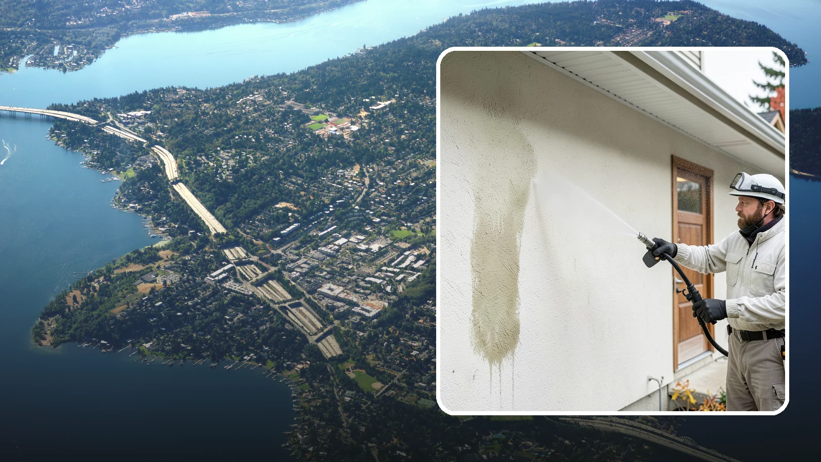 Stucco House Washing in Mercer Island, King County, WA - Stucco house washing gently lifts mildew and algae from textured walls without cracking the finish or forcing water inside.