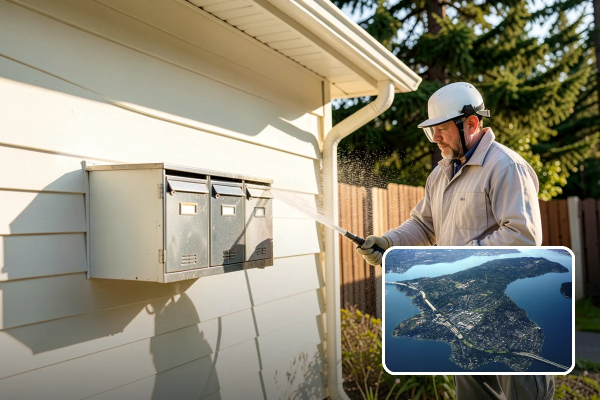 Stucco House Washing in Mercer Island, King County, WA - Reaches algae hidden in the textured surface