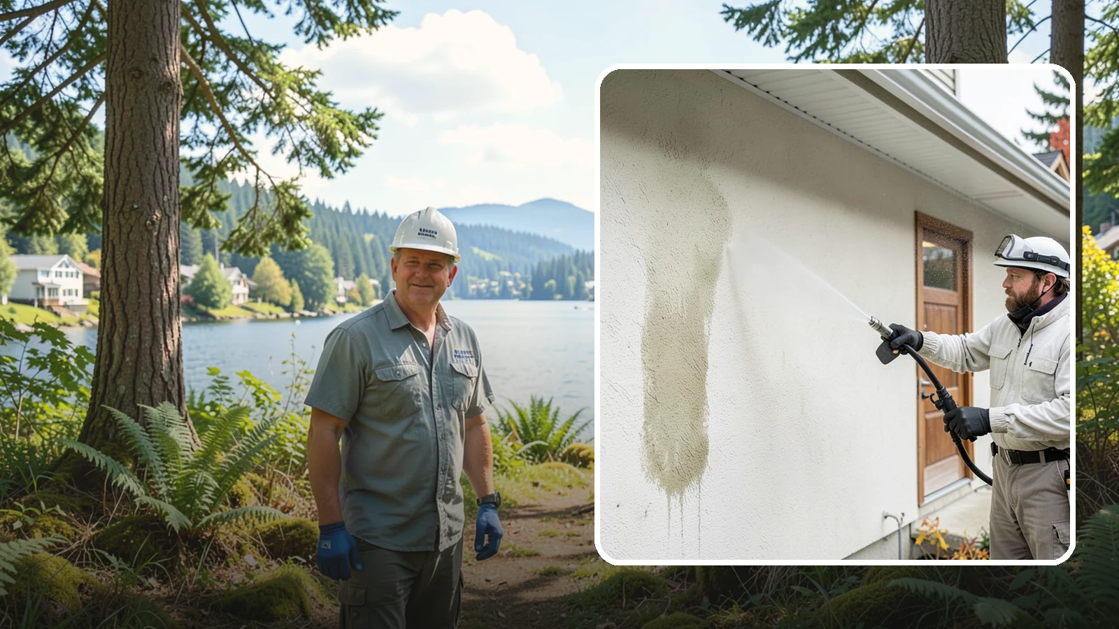 Stucco House Washing in Milton, King County, WA - Stucco house washing gently lifts mildew and algae from textured walls without cracking the finish or forcing water inside.